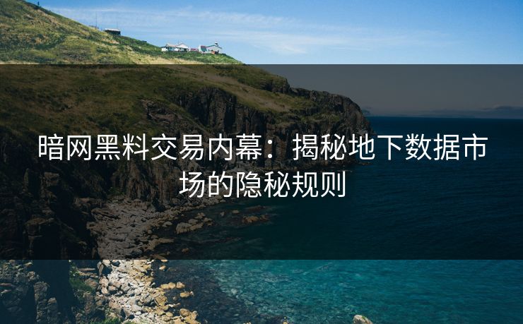 暗网黑料交易内幕：揭秘地下数据市场的隐秘规则