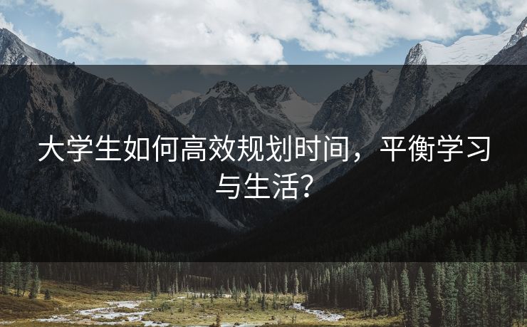 大学生如何高效规划时间，平衡学习与生活？