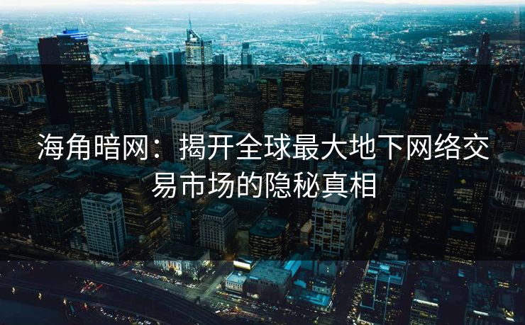 海角暗网：揭开全球最大地下网络交易市场的隐秘真相